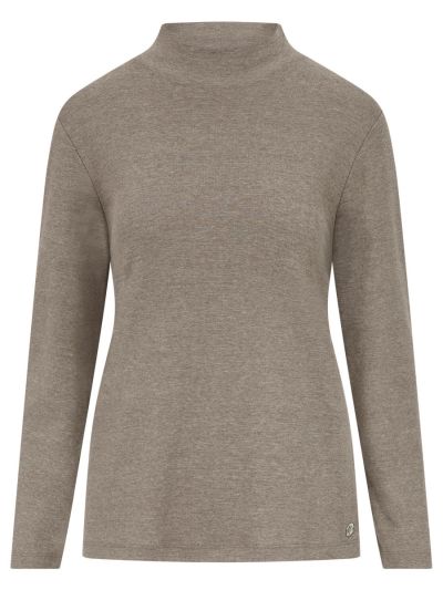 PennyPlain Latte Marl High Neck Top