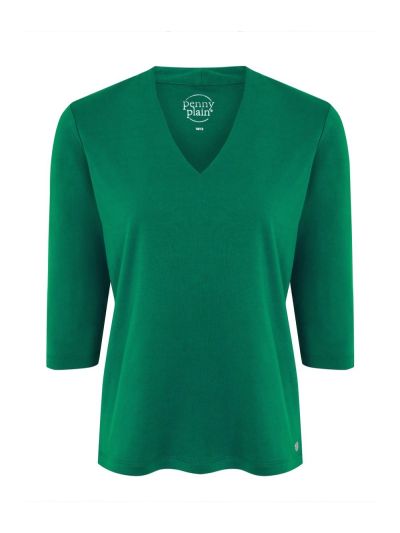 PennyPlain High Back V-neck Top - Jade