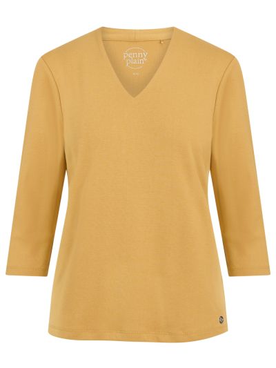 PennyPlain High Back V-neck Top - Gold