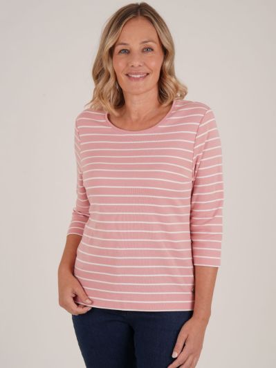 PennyPlain Round Neck Striped Top - Dusk