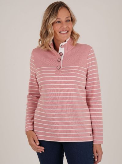 PennyPlain Striped Funnel Neck Top - Dusk