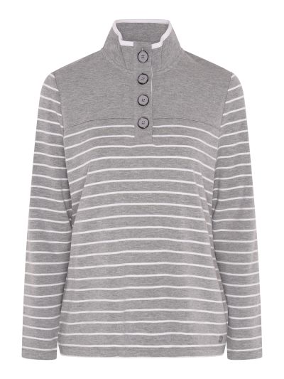 PennyPlain Striped Funnel Neck - Silver