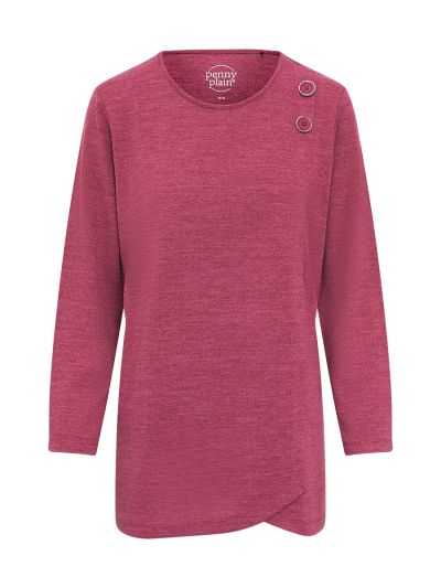 PennyPlain Asymmetric Button Top - Magenta