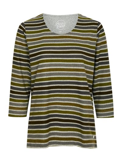 PennyPlain Striped Top - Forest