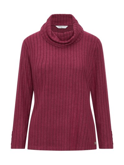 PennyPlain Cuff Detail Cowl Neck Top - Berry