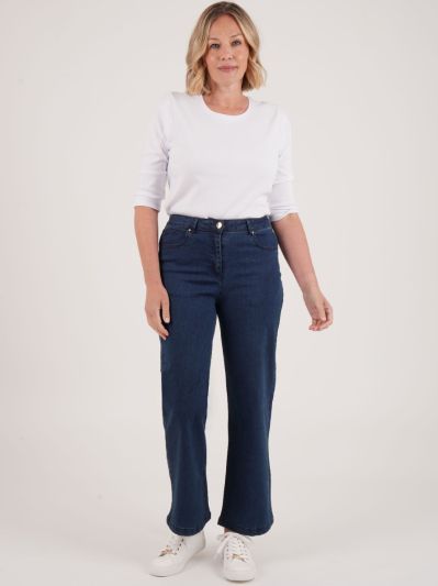 PennyPlain 5 Pocket Wide Leg Denim - Denim Wash
