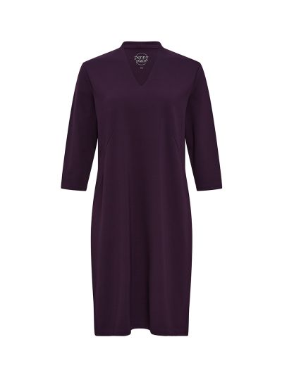 PennyPlain High Back V-neckline Dress - Blackcurrant