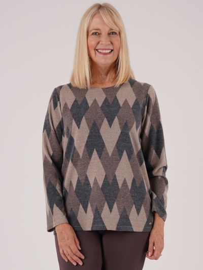 TIGI Argyle Aop Zip Back - Brown