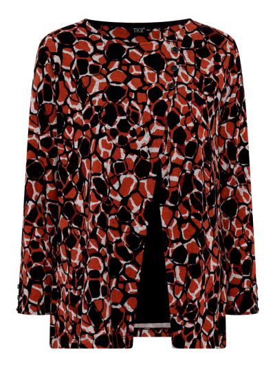 TIGI Mock Cardi All Over Animal Print Top