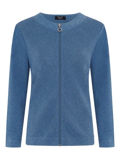 TIGI Chevron Rib Zip Cardigan