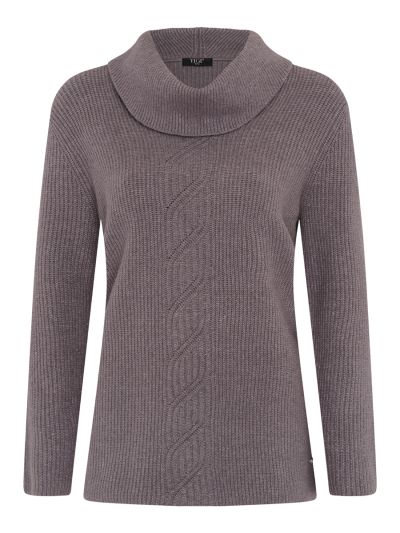 TIGI Cable Detail Cowl Neck Jumper - Flint Marl