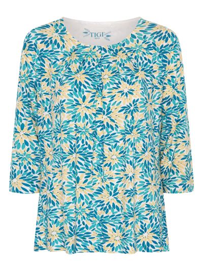 TIGI Splash Mosiac Ruched Neck Top
