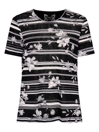 TIGI Mono Stripe Floral Top