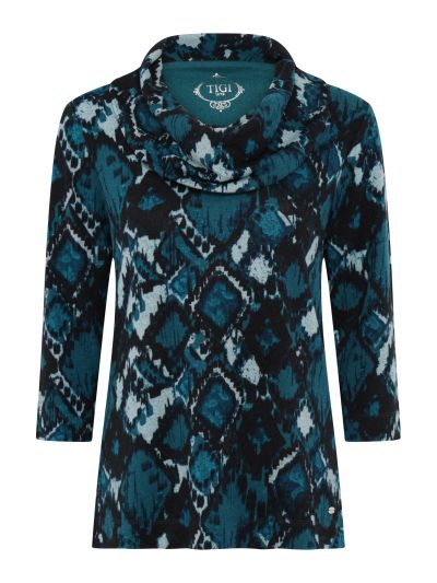 TIGI Tribal Print Cowl Neck Top