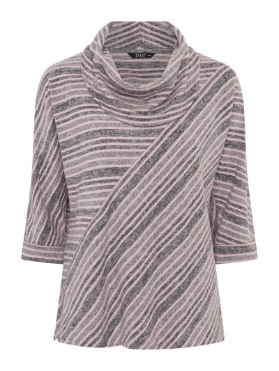 TIGI Stripe Panel Cut Cowl Neck Top