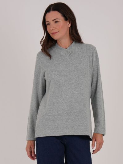 TIGI Button Wrap Collar Top