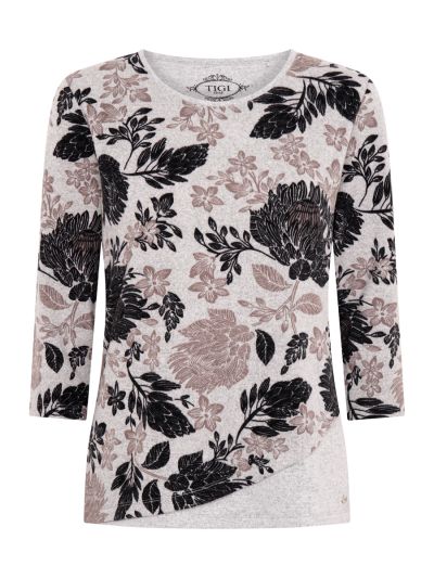 TIGI  Printed Curved Hem Top