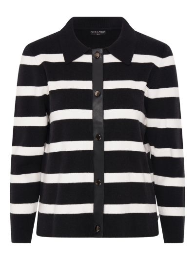 VIZ-A-VIZ Collared Stripe Cardigan