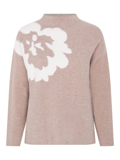 VIZ-A-VIZ Floral Jacquard Funnel Neck Jumper