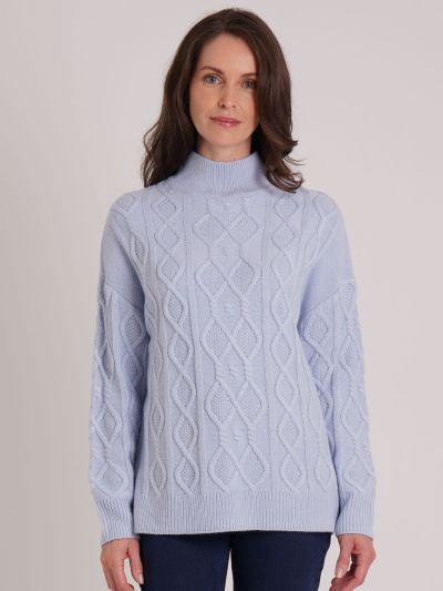 VIZ-A-VIZ Cable Knit Cowl Neck Jumper